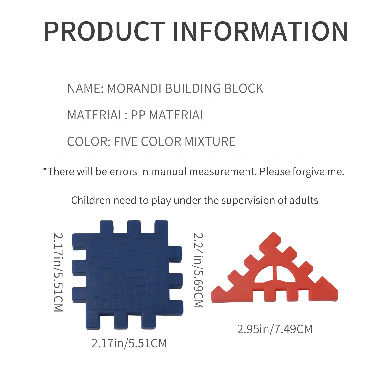 บล็อกตัวต่อพลาสติก Molandi สีเหลี่ยมสำหรับเด็กสร้างบ้านด้วยของเล่นแบบทำมือ