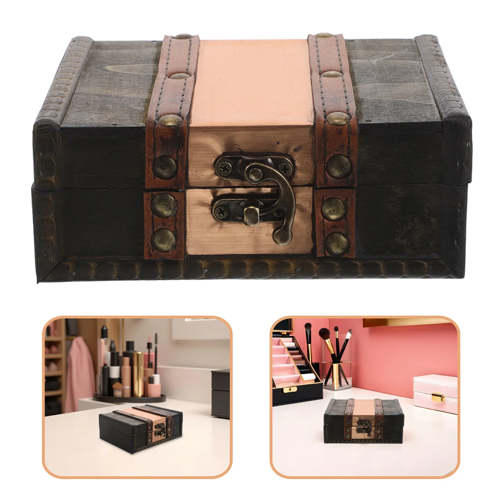 

Винтажная деревянная шкатулка для украшений в китайском стиле, декоративный органайзер, традиционный ретро-футляр для хранения ожерелий, колец, серег, подарок-сувенир