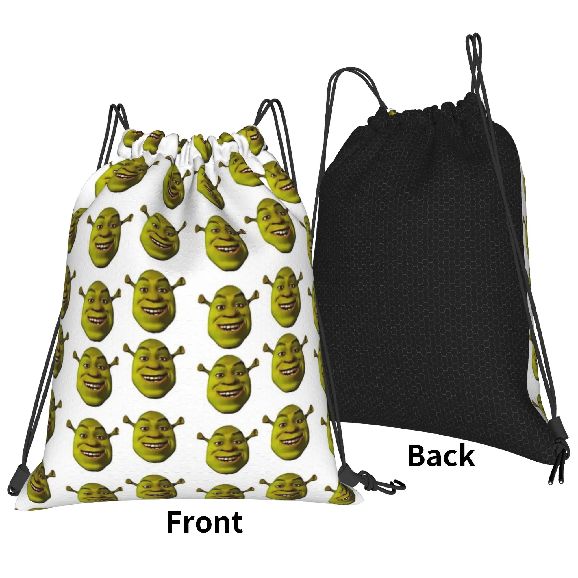 Little Shreks Meme Backpack Drawstring Basketball Bags Gym Bag Water Resistant  String Sackpack for Travel 36cm (W) x 43cm (H)