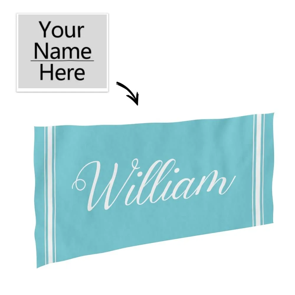 Personalized Striped Beach Towel Custom Name/Text Oversized Microfiber Towel Summer Party Gift for Beach Swimming Bath Sports