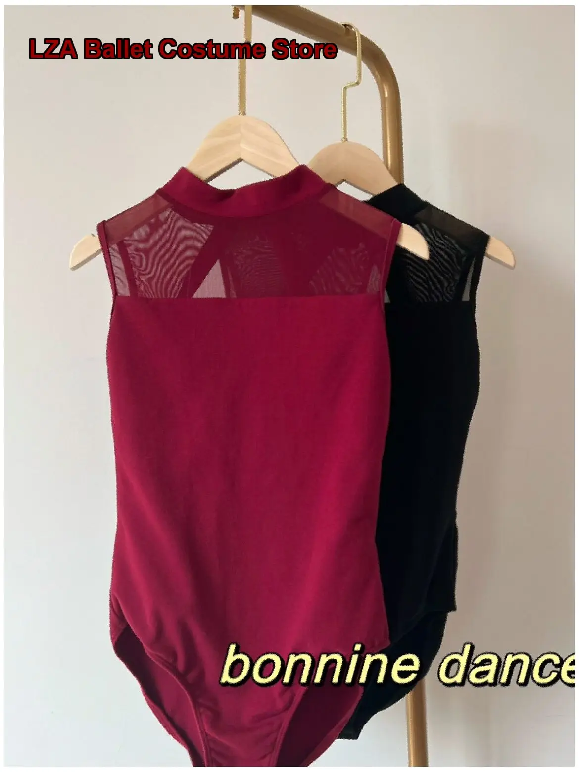 women's-adult-ballet-leotard-body-suit-stand-collar-high-neck-practice-leotard-art-exam-gymnastics-leotard
