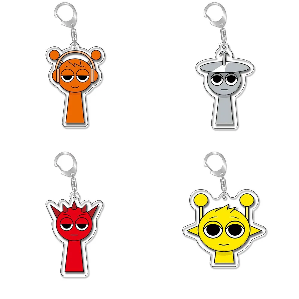 อะคริลิค Sprunki พวงกุญแจสําหรับอุปกรณ์เสริมจังหวะกล่อง Oren Raddy สีเทา Brud Vineria จี้ Keyring Key CHAIN เครื่องประดับแฟนของขวัญ