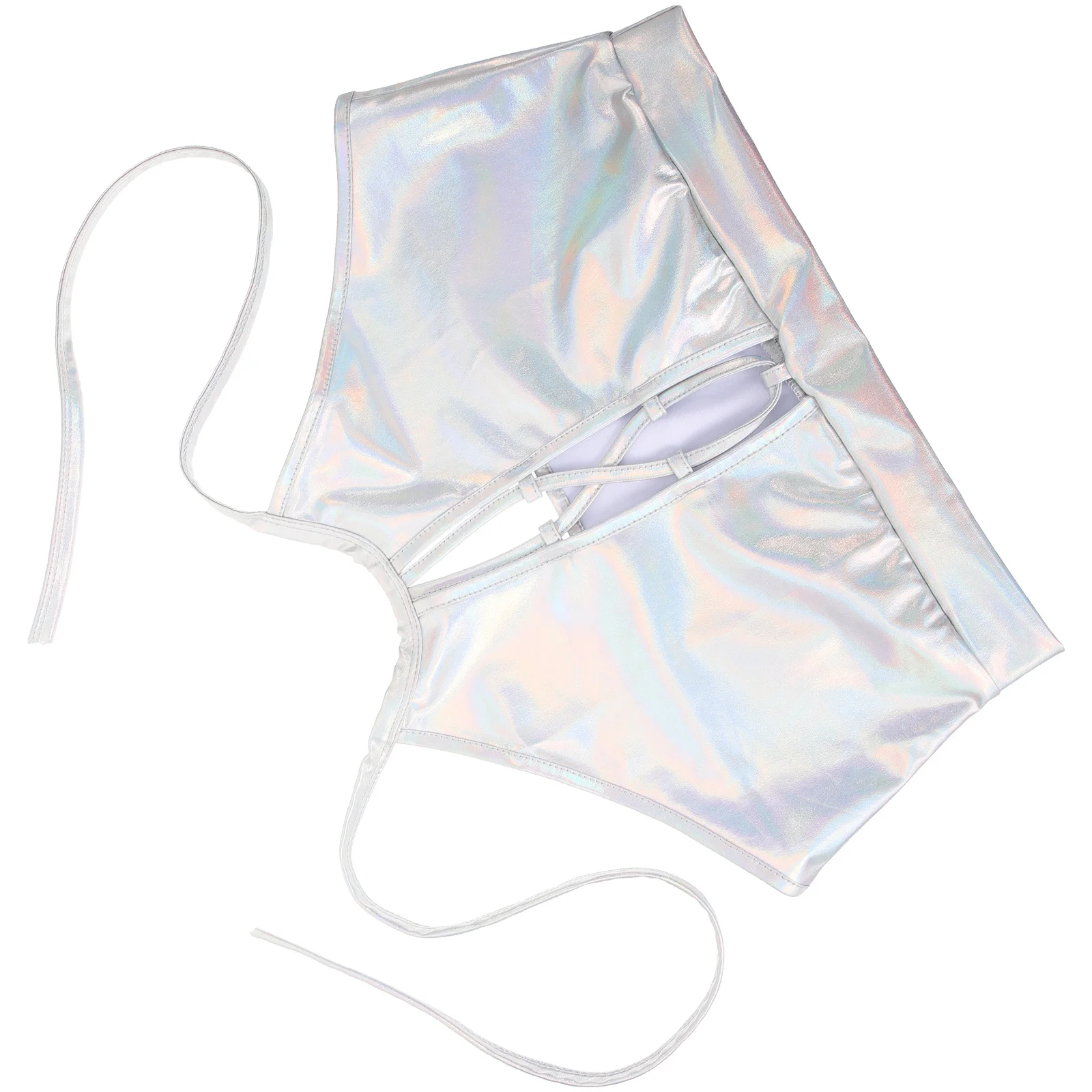 Women Short Sleeveless Bright Crop Top Size M Sexy Party Dress Top for Prom Beach Festival Casual Womens Tops