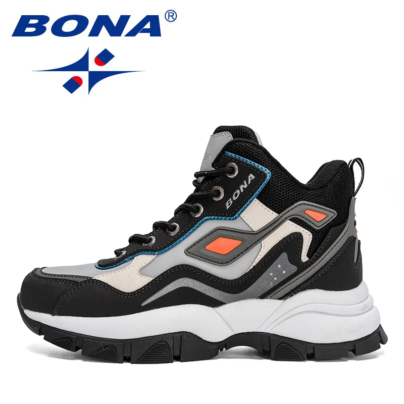 BONA 2023 New Classics Style Men Hiking Shoes Action Leather Men Athletic Shoes Lace Up Outdoor Men Jogging Sneakers