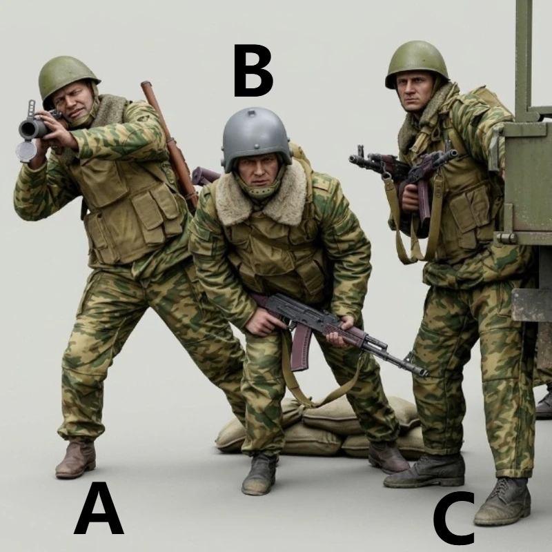 1/16 Scale Die-Cast Resin Figure Model Kit Russian Internal Troops Take Aim At The Enemy (No Truck) Unassembled Unpainted