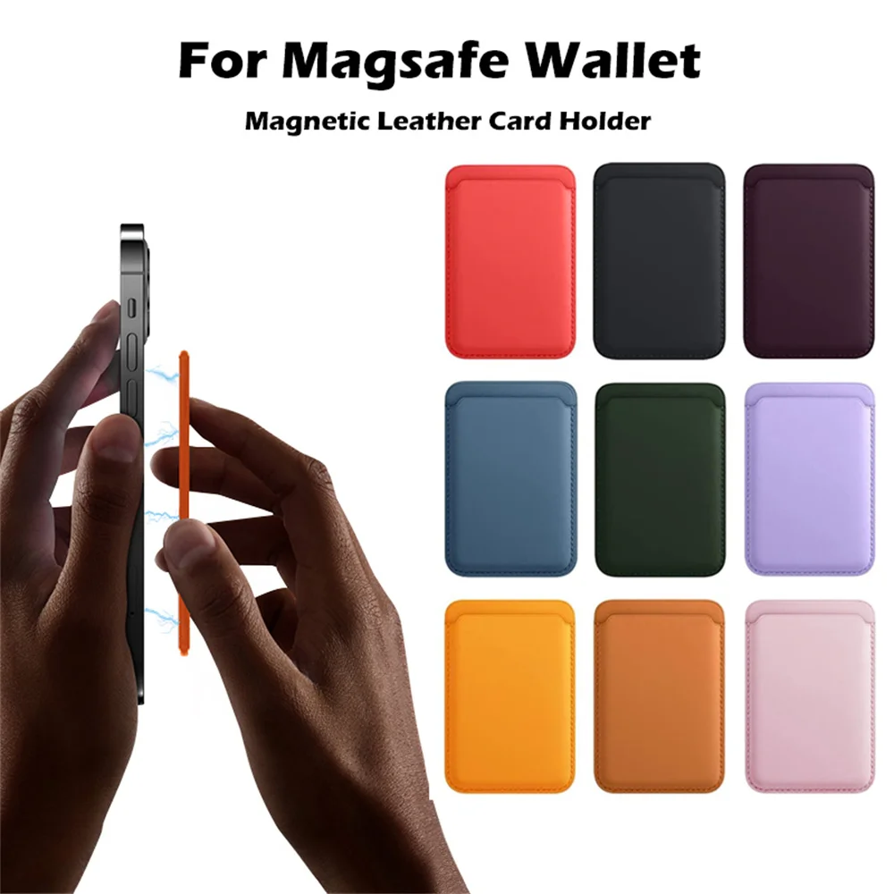 

Магнитный кожаный чехол-кошелек Magsafe, кожаный держатель для карт, совместимый с iPhone 16 Pro Max 15, 14, 13, 12, с магнитом MagSafe
