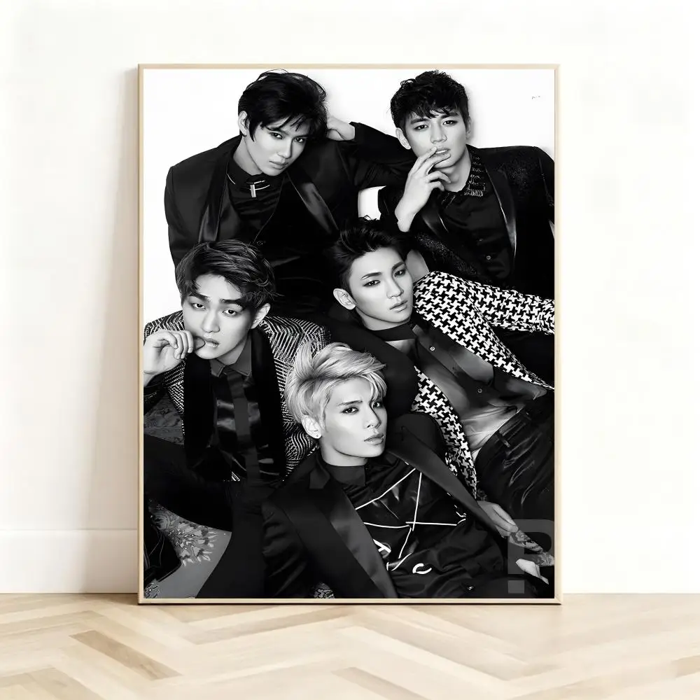 Dynamic Kpop Band S-SHINee Poster Classic Self-Adhesive PP Wall Sticker for Living Room Bar Decor Gift