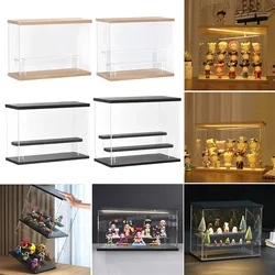 Stackable Acrylic Display Cabinet with Lights and Transparent Steps for Blind Box Toy Desktop Organizer Action Figure Dustproof