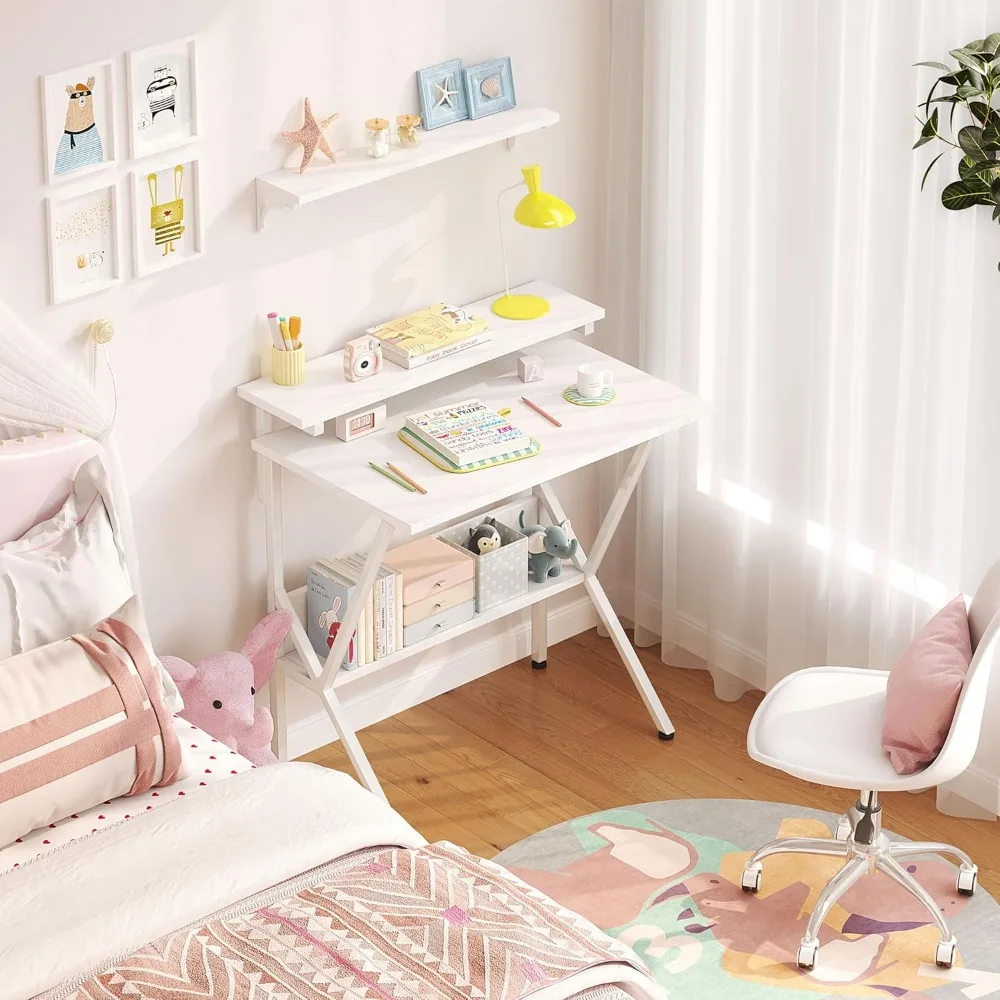 Mesa compacta de 27,5 polegadas para espaços pequenos com suporte para monitor ajustável e características de mesa para computador