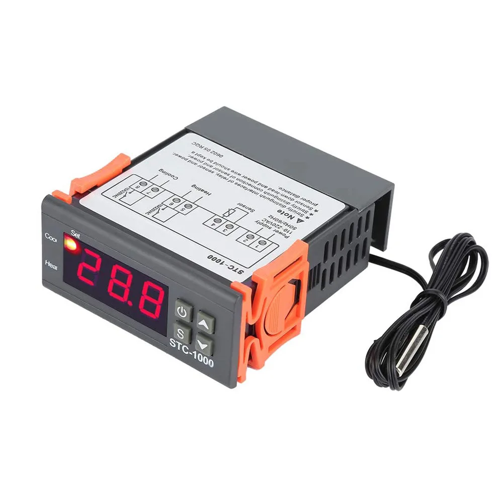 STC-1000 Aquarium Incubator Seafood Machine Temperature Controller Switch Refrigeration Heating Thermostat 2V 24V 220V STC1000