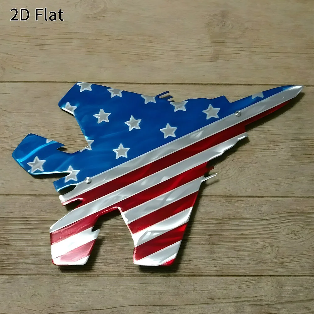 CIFBUY Iron Wall Art Fighter Jet US Flag Metal Decor Man Cave Patriotic Gift Minimalist Rustic Accent Interior