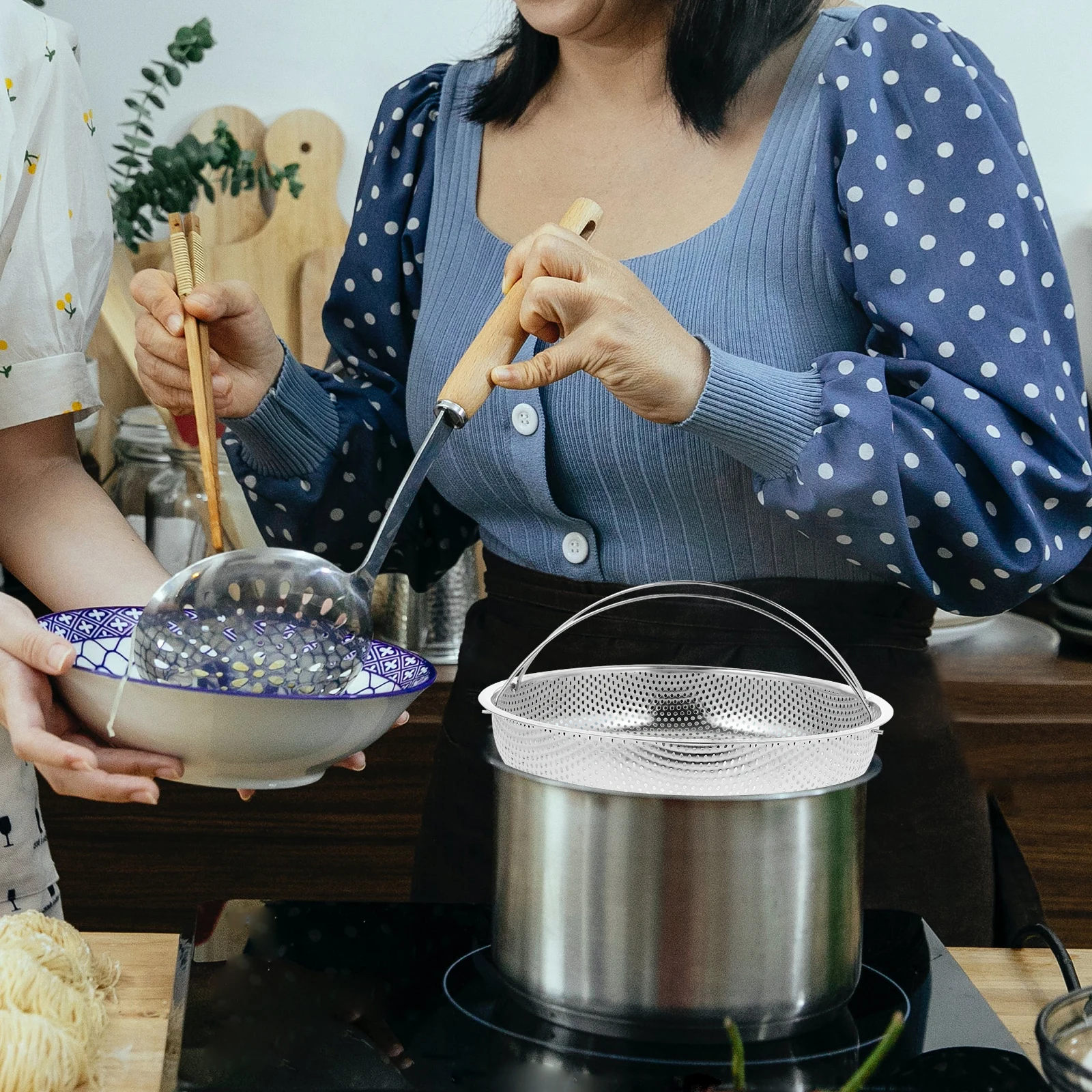 

Stainless Steel Steaming Basket Dense Fine Holes Fast Even Heating Reusable For Vegetables Fish Meat Seafood Pot Insert