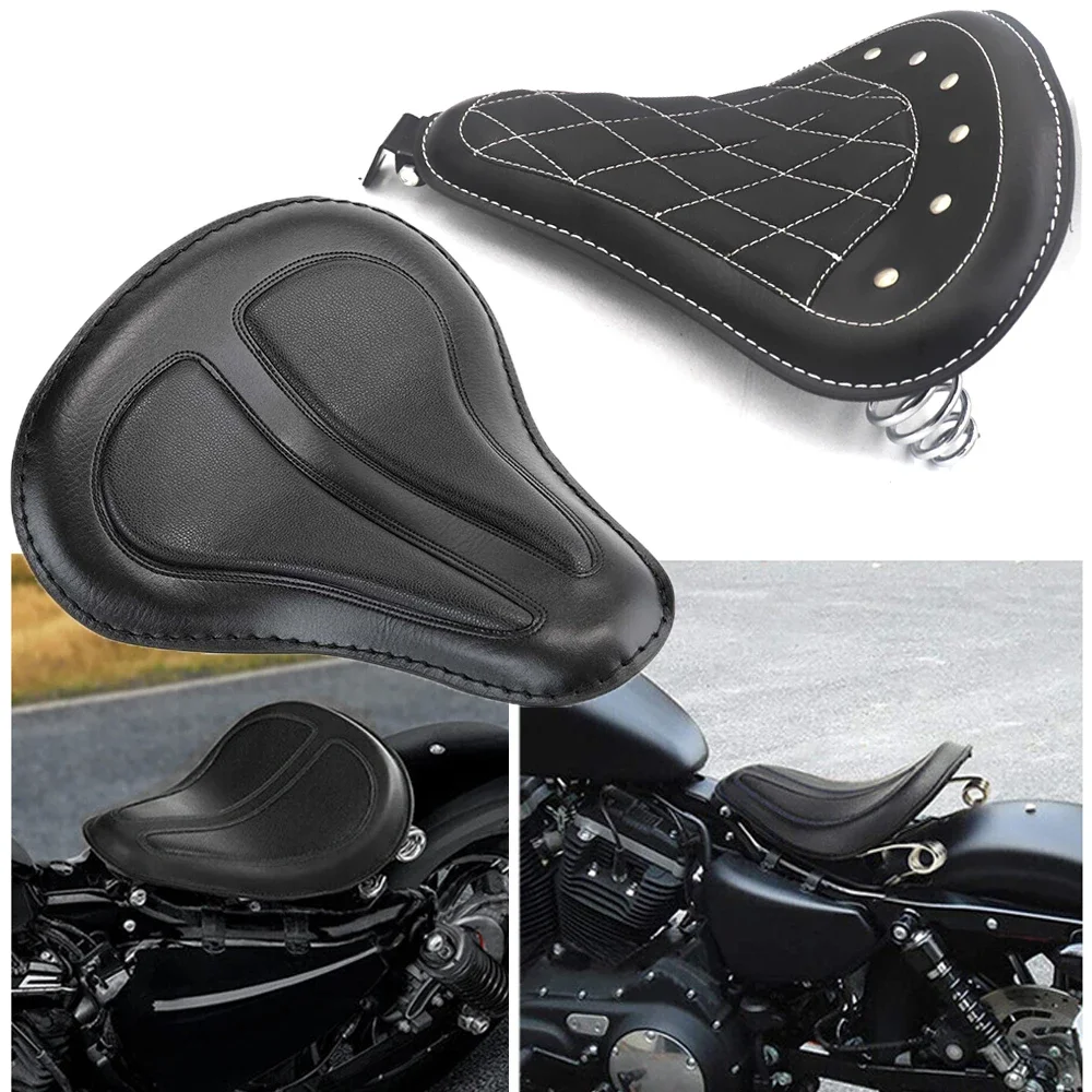 NEW  Motorcycle Retro Leather Solo Seat+3