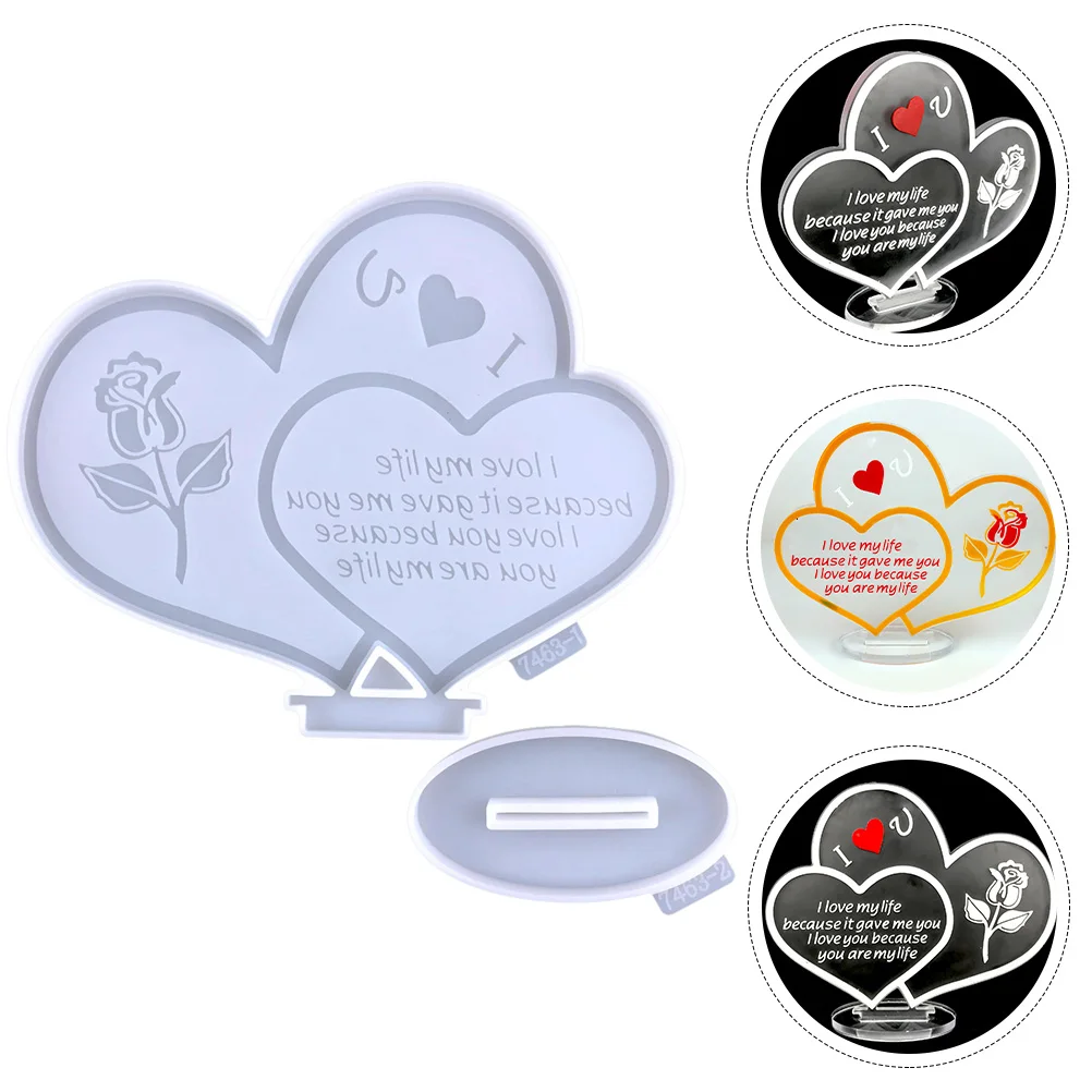 

1set 1Set Valentine'S Day Diy Silicone Heart Sign Mold Epoxy Casting Reusable Crafts Mold For Handicrafts Romantic Gift