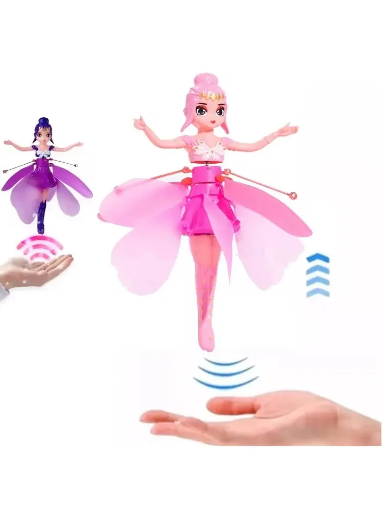 2026 Kleine Prinzessin Rotierende Leuchtende Helikopter-Puppe Tanzende Flugzeugfigur Gesteninduziertes Flugspielzeug Weihnachtsgeschenk Feiertagsgeschenk
