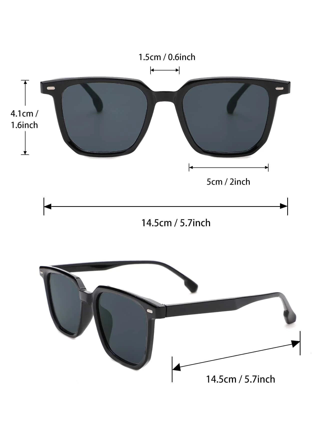 1/2/3PC Plastic Square Frame Classic Decorative Sunglasses Daily Travel Driving