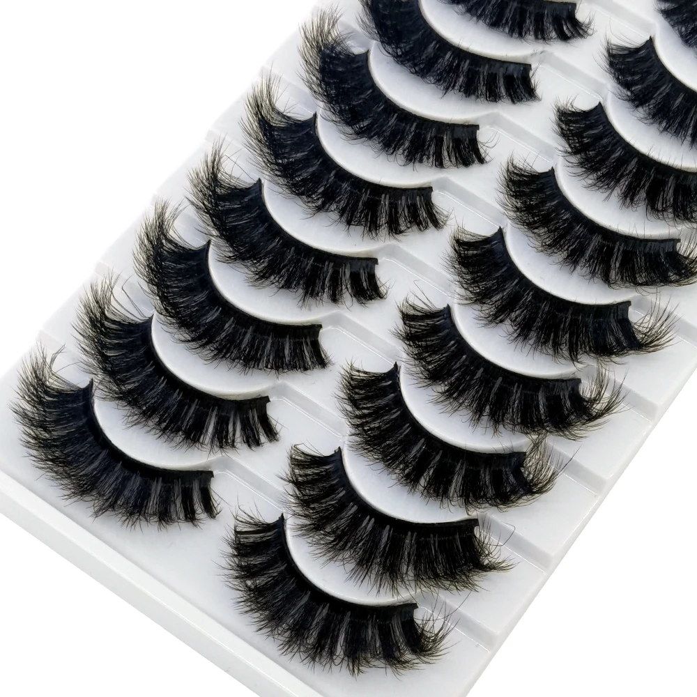 HBZGTLAD 10 paires de cils 3D faux cils naturels moelleux doux croix faux cils vaporeux naturel longs Extension de cils maquillage
