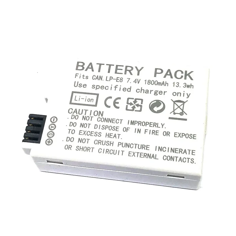 Baterai Kamera LP-E8 1800MAh 7.4V + Pengisi Daya untuk Canon EOS 550D 650D 700D 6000D untuk KISS X4 X5 X6i X7i untuk Rebel T2i T3i T4i T5i