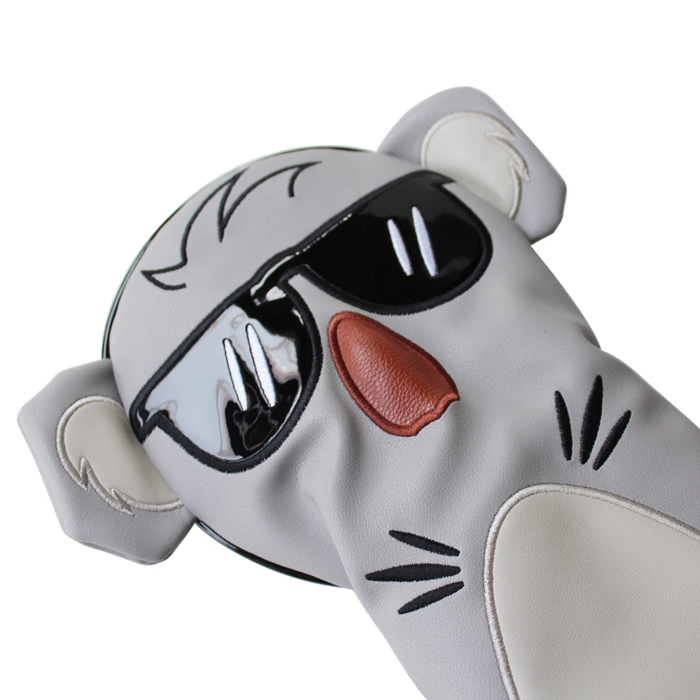 Golf Headcover Koala Stlye Golf Head Cover for Driver Fairway Hybrid Putter PU  Leather Protector Wood Covers