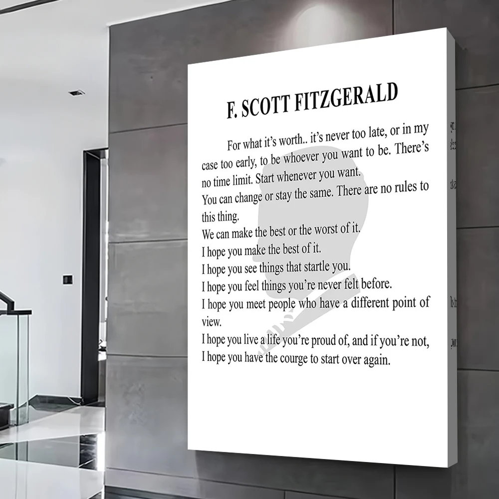 F Scott Fitzgerald Quote Poster Customizable Printed Canvas Painting Wall Art Gift for Bathroom Decor Room Vintage Decorations