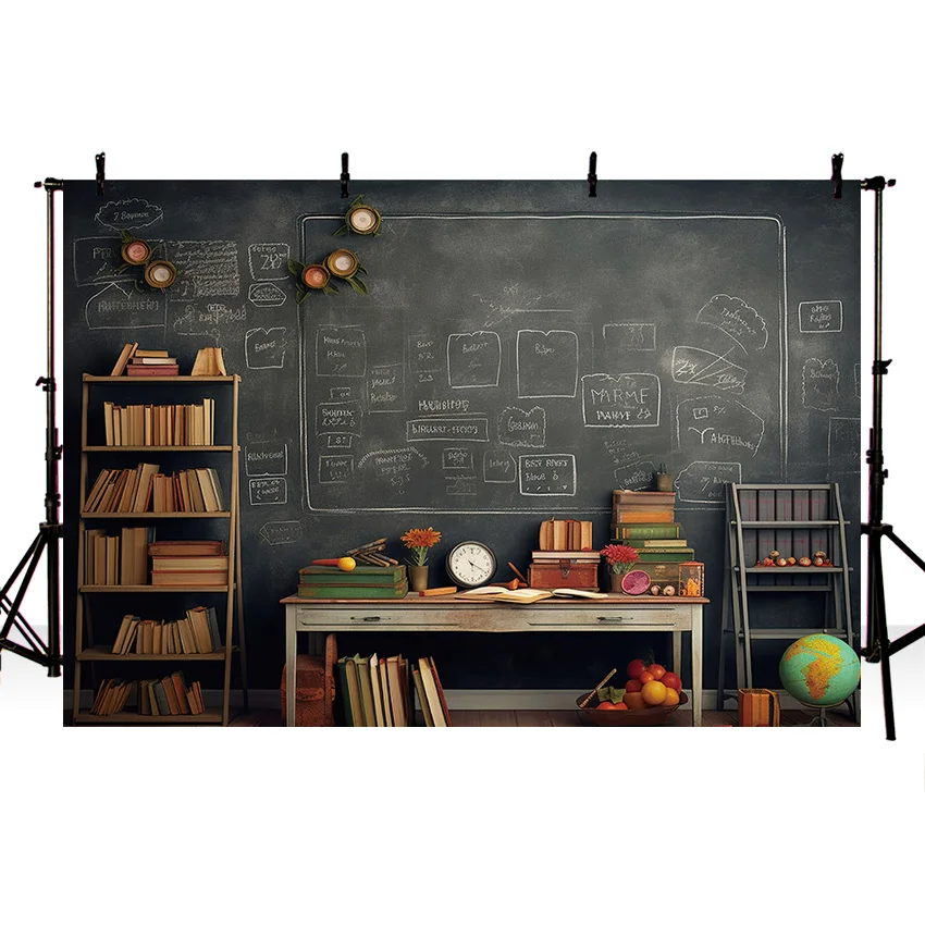 Mehofond Photography Background Welcome Back To School Blackboard Student Birthday Party Bookselves Book Backdrop Photo Studio