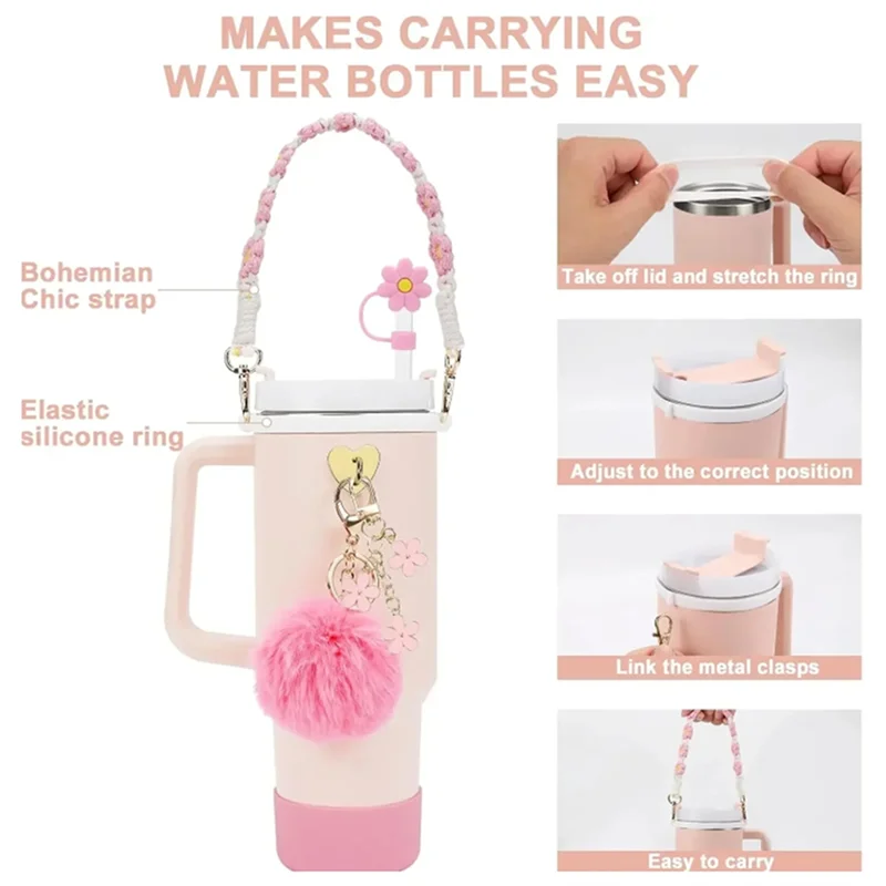 AAAN-Stroh-Abdeckungs-Charm, anwendbar auf 40/30 Unzen Glas-Wasserbechergriff, Blumenbecherkette B