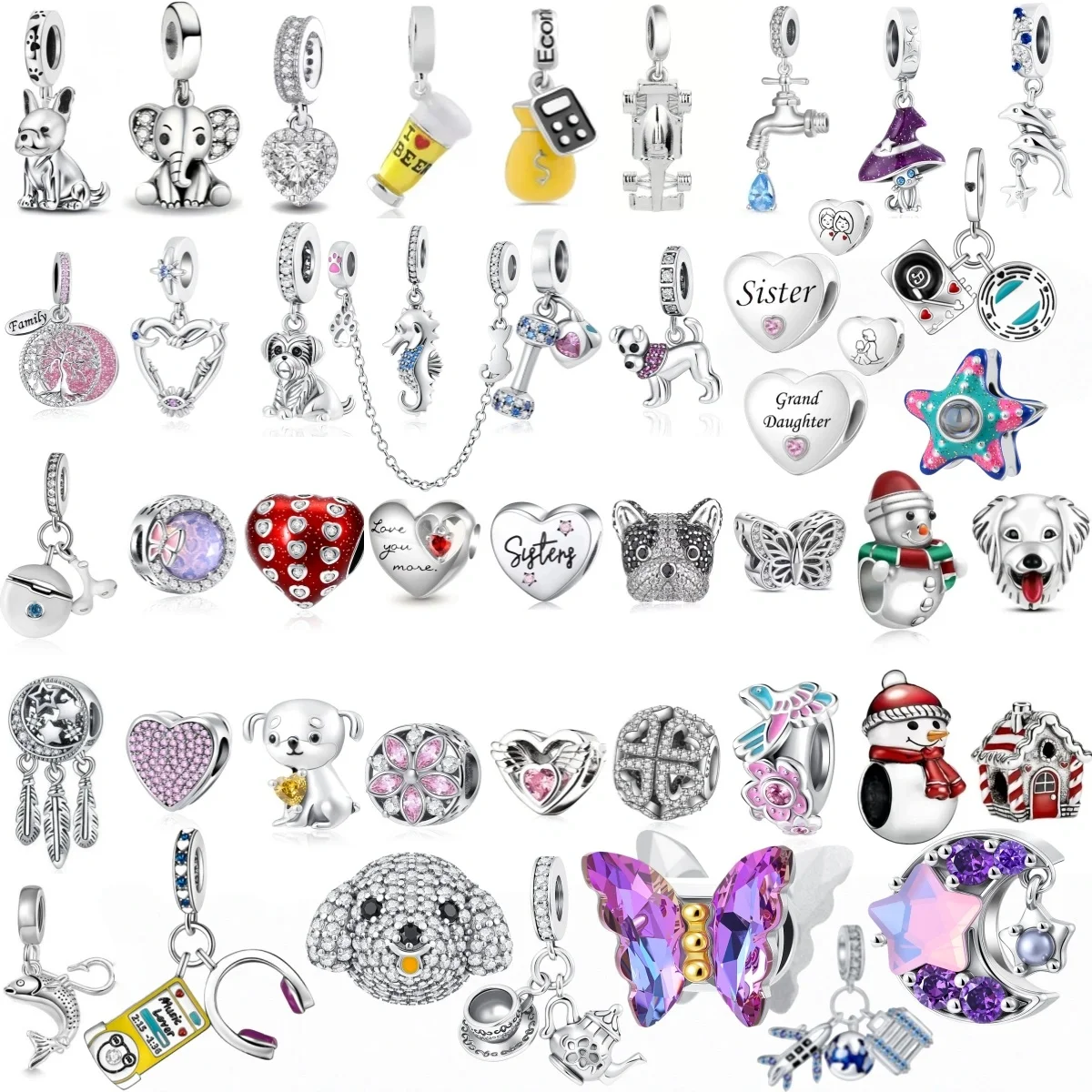 

Authentic 925 Silver Pink Round Life Tree Charm Butterfly Bead Fit Bracelets Necklace Women Christmas Halloween DIY Gift