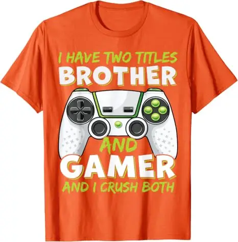 Ich habe zwei Titel: Bruder und Gamer, und ich bin in beiden hervorragend – T-Shirt mit Humor, lustige T-Shirts für Männer und Jungen, Gamer-T-Shirts mit Videospiel-Motiven. – Detail 8