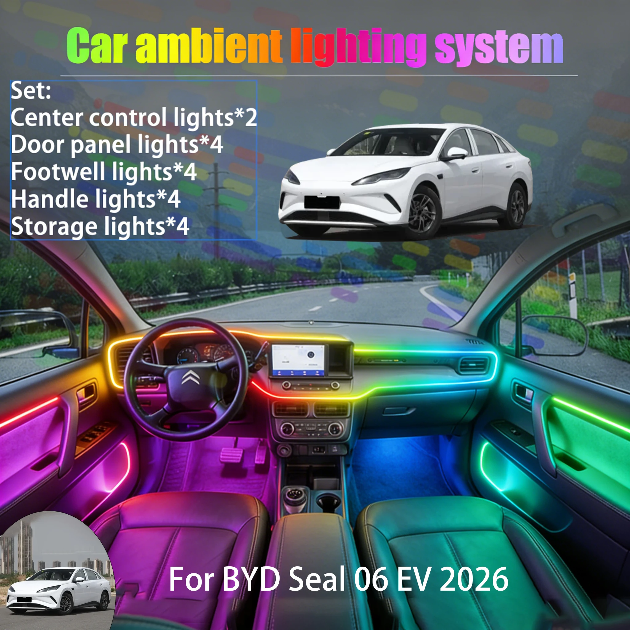 

Для BYD Seal 06 EV 2026: Комплект светодиодной подсветки салона и багажника 2/18 в 1, USB RGB, с эффектом бегущих огней, автозапчасти