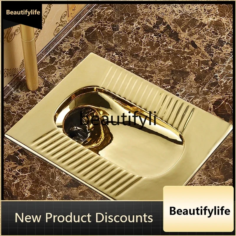 

CQY Gold squatting toilet flushing tank set ceramic European-style silver anti-blocking and deodorant concealed squatting pit857
