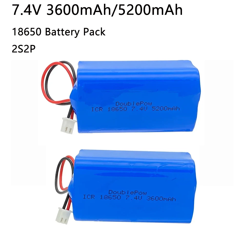 7,4 V 3600 mAh/5200 mAh wiederaufladbare Batterie 18650 2S2P-Batterien für Bluetooth-Lautsprecher, Solarlicht, Monitor + Schutzplatine