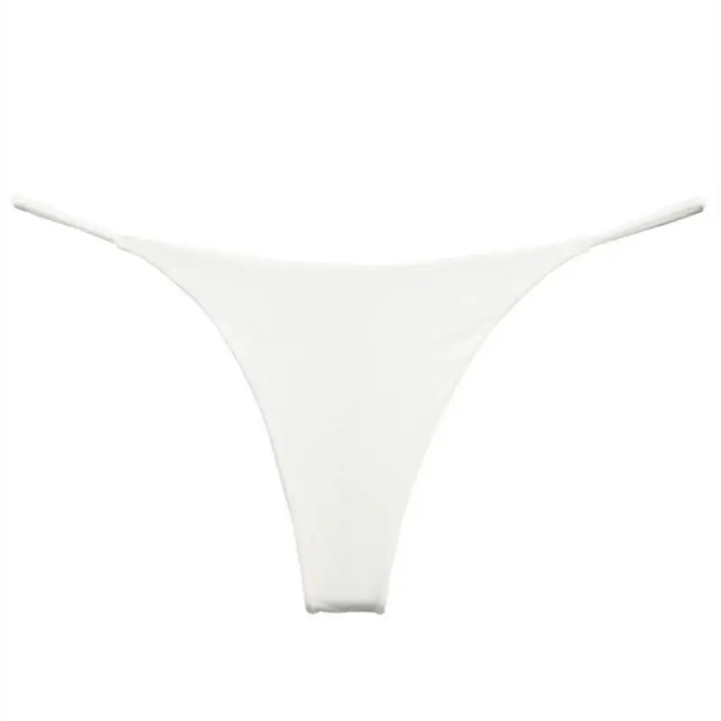 Women's Solid Color Cotton Thong Bikini Seamless Double-Layer Low-Waist T-Pants Lingerie Sexy T-Back Lady Underwear