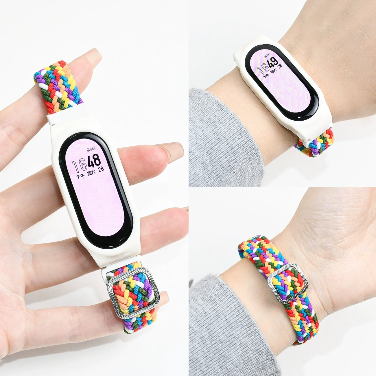 Braided solo loop Strap for Mi band 8 NFC bracelet Elastic adjustable Nylon smartwatch correas Wristband for xiaomi Mi band 8 9