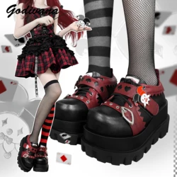 Original Y2K Sub-Culture Clown Poker Punk Style Hot Girl Platform Shoes 2024 Spring and Autumn Female Thick Bottom Pump Shoes