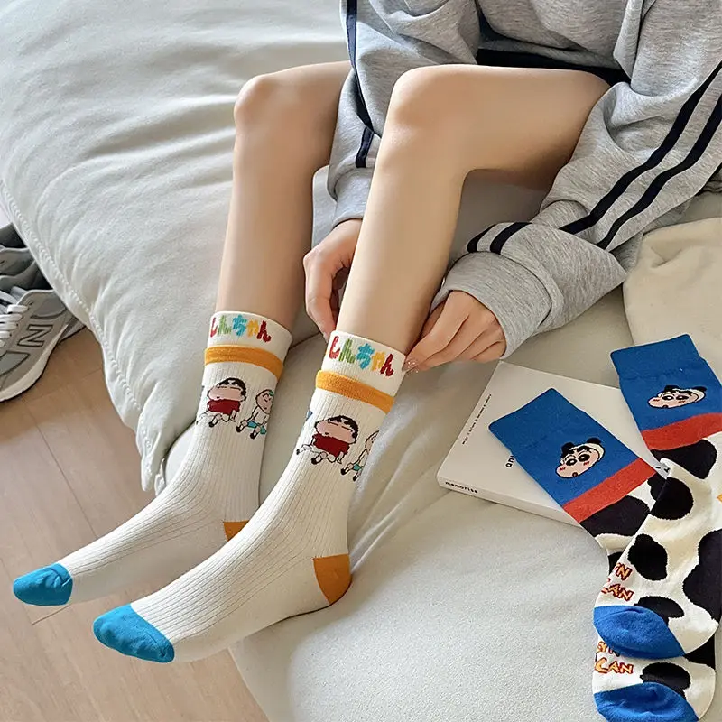 Kawaii Cartoon Socks Crayon Shin-Chan Anime Cute Crayon Shin-Chan Autumn Soft Comfortable Long Socks Originality Children Gifts