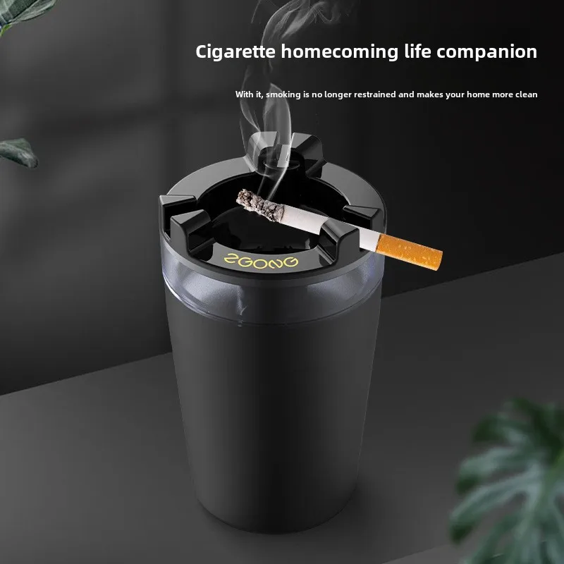 Ashtray with water tank, fly ash anti smoke smell creative home car funnel with lid personality stainless steel ashtray