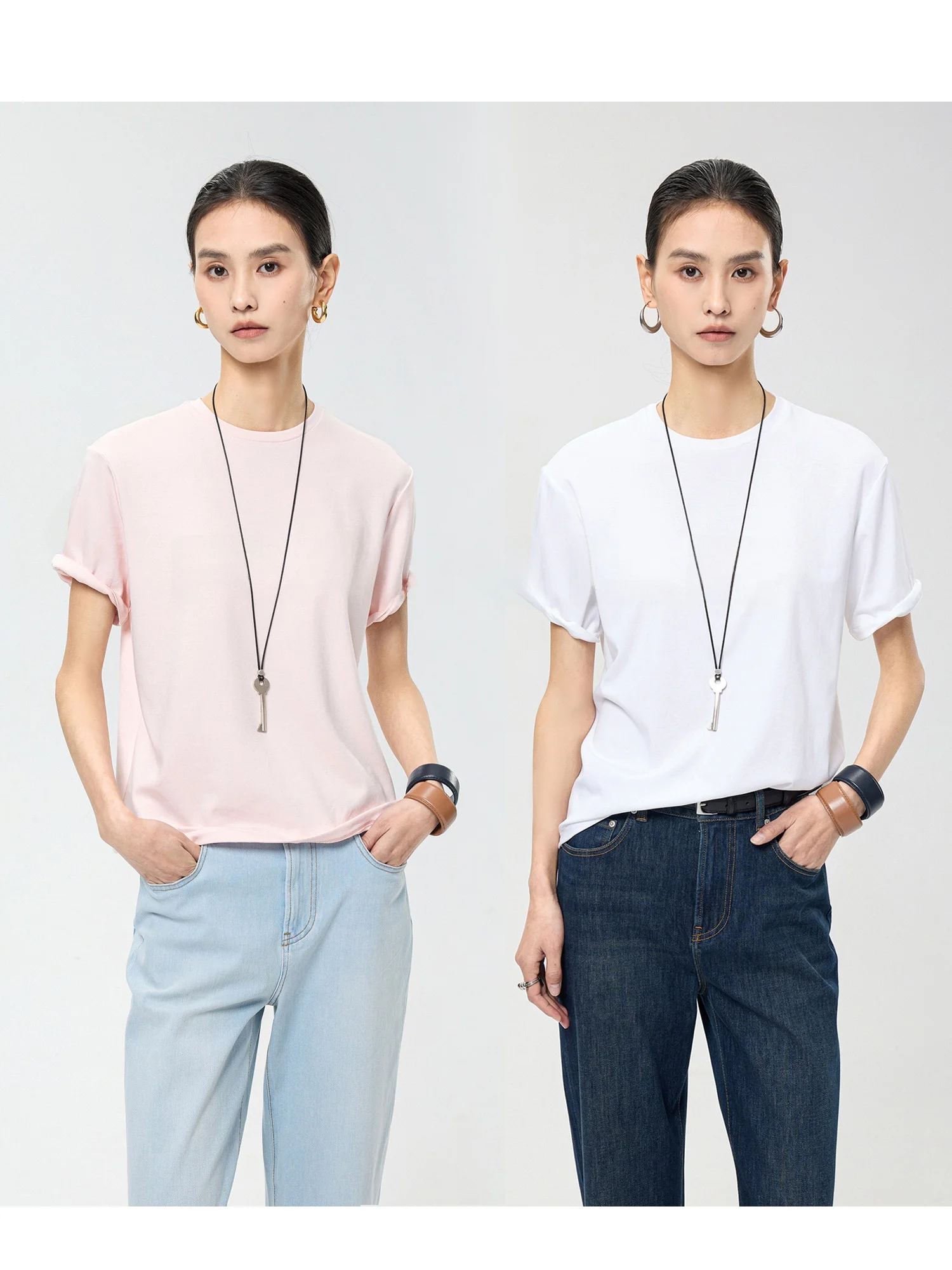 

FANLE STUDIOS High-eld Lyocell Cotton Ultra-Soft Smooth 3D Fibone ort-Sve T-irt Women's Casual round Ne Top