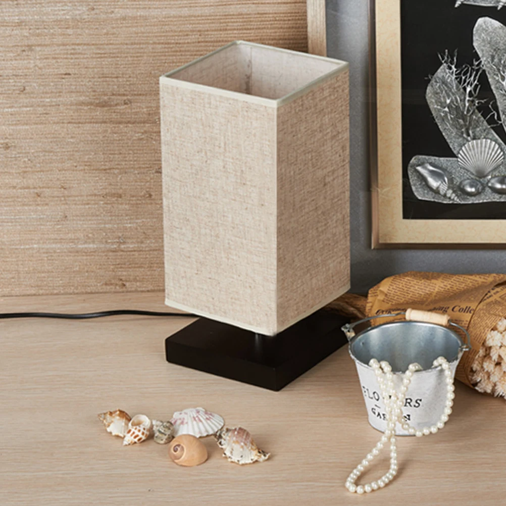 

Wooden Linen Table Lamp Natural Solid Wood Base Soft Glow For Bedroom Bedside Living Room Japanese Style Minimalist Night