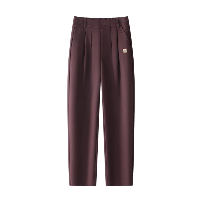 سراويل كاجوال نسائية باللون الأبيض الفاتح، سراويل حريم بطيات عالية الخصر للخريف الجديد، مقاسات آسيوية، سراويل مطاطية باللون الأزرق الداكن، S-XXXL.