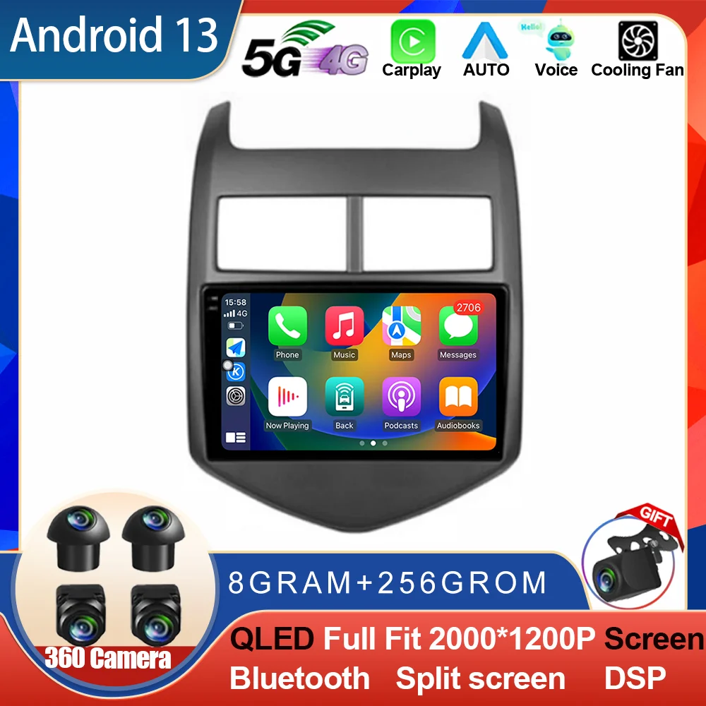 

Android 13 For Chevrolet Aveo 2 Sonic T300 8Core 5G 2din Car Radio Multimedia Player Autoradio CarPlay Navigation GPS WIFI QLED