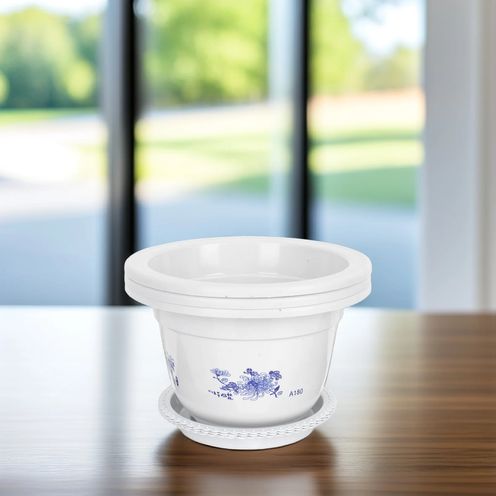 3 قطعة وعاء النباتات الخضراء المستديرة أصيص زهور بلاستيكي مع ثقب الصرف خفيفة الوزن شرفة زارع للمنزل حديقة مكتب عصاري #3