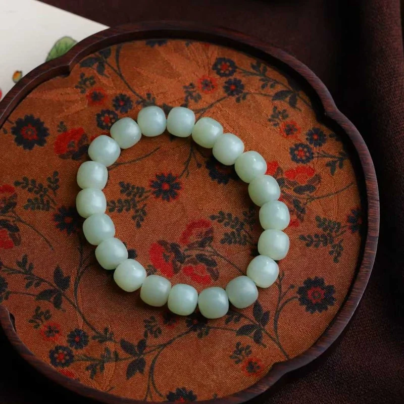 

Браслет из натурального хотанского нефрита Цемуо, синий жадеит, старинный стиль