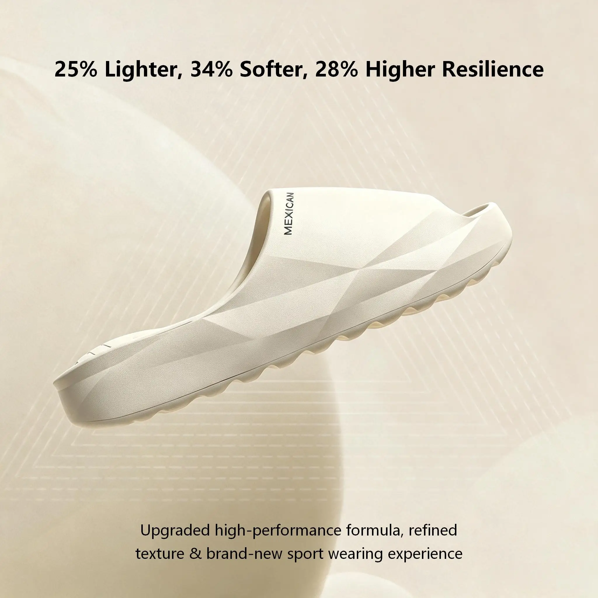 Herren EVA-Slipper in Uni-Farben, geometrische, dicke Plateausohle, weiches Cloud-Feeling, rutschfest, offene Zehenpartie, lässige Slides für drinnen und draußen – Detail 2