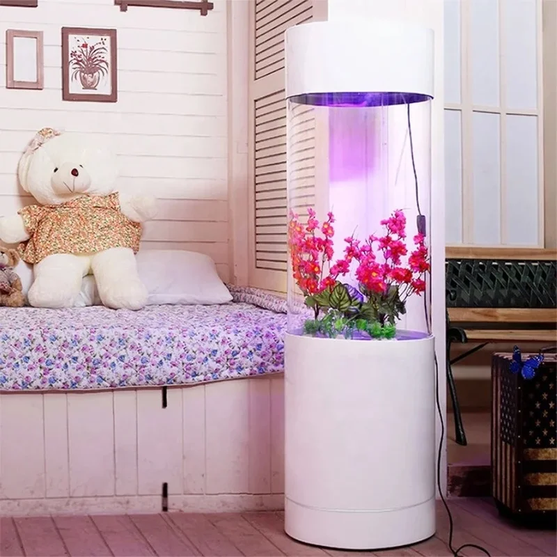 custom.Round Aquarium Cylindrical Fish Acrylic Aquarium Indoor Artificial Cylinder Acrylic Fish Aquarium