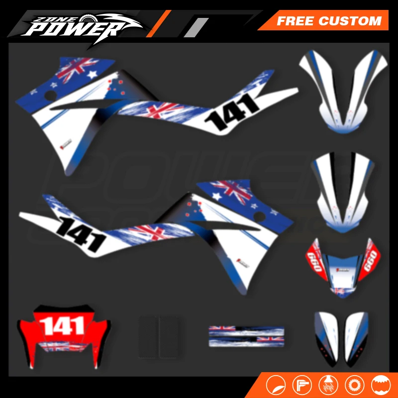 Kit de pegatinas gráficas personalizadas Powerzone para Yamaha XT660R X 2005-2020 XTX660 XT 660X2020 2019 2018 2017 motocicleta 04