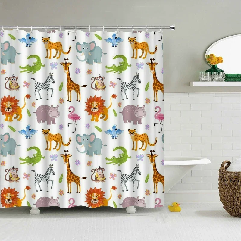 Cartoons Animal Dinosaur Cat Dog Alpaca Shower Curtains 3d Bath Curtains  Decorative With Hook Polyester Fabric 180*240cm Screen