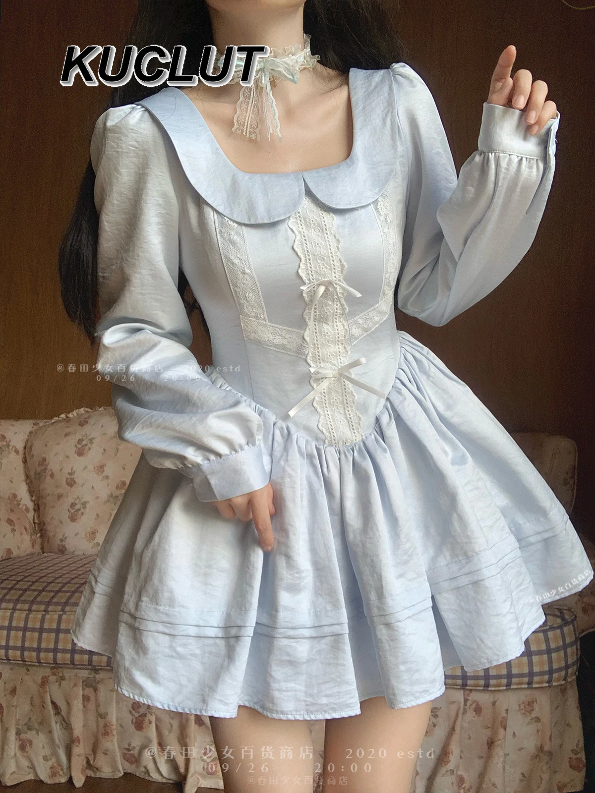 

Fashion Solid Color Long Sleeve Dresses for Women 2025 New Spirng Autumn Short Short Doll Collar Casual Elegant Dress Femme