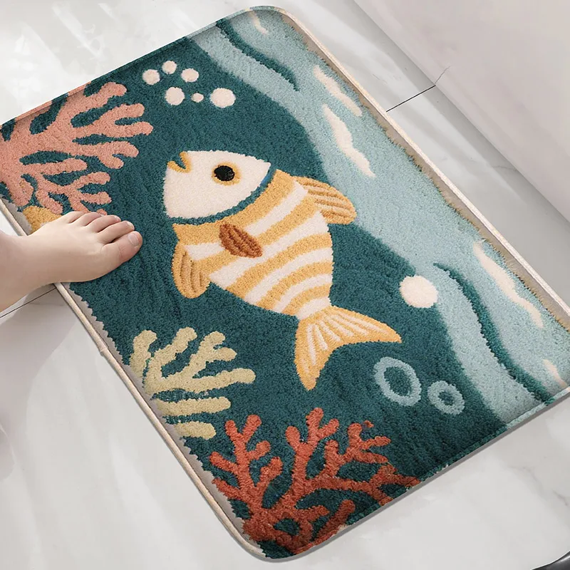 Flanellmaterial Badezimmer Anti-Rutsch-Bodenmatte Duschraum kleiner Teppich Waschbecken saugfähige Fußmatte moderne dekorative Matte