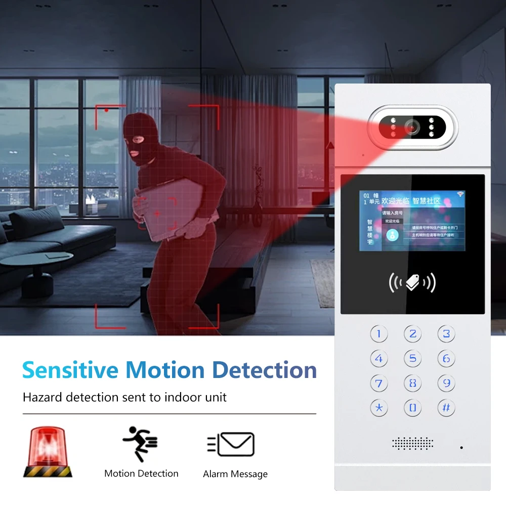 Sistema de intercomunicación Visual, timbre de construcción celular, Control de acceso, conjunto inteligente de intercomunicador de reconocimiento facial de alta definición