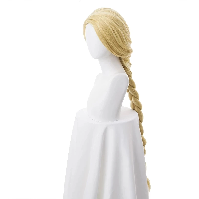 Perruque Longue de Cosplay Anime Raiponce pour Femme, Cheveux Lisses de Couleur Blond Clair, Grande Tresse, Accessoires de ix